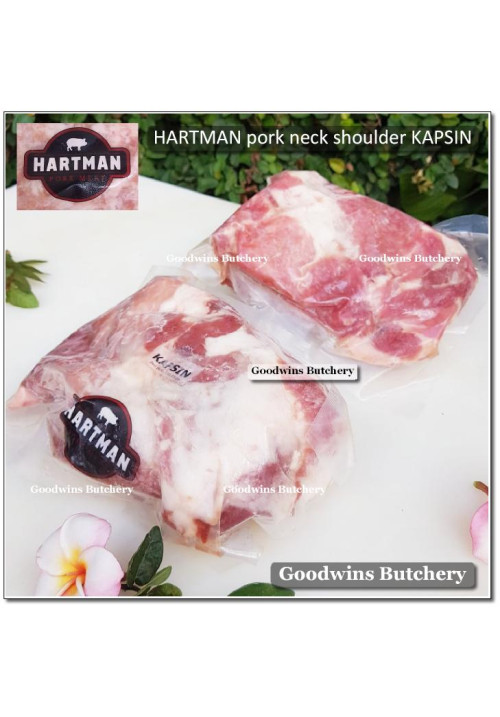 Pork Collar Boston-butt SHOULDER BONELESS SKIN OFF frozen Hartman-Manado KAPSIN KAPSIM BABI (price/pc 900g)